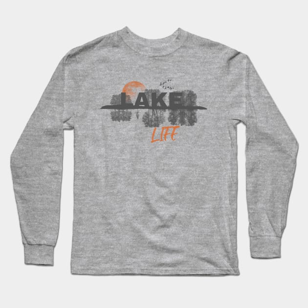 Lake Life (orange and grey) Long Sleeve T-Shirt by Orange Otter Designs